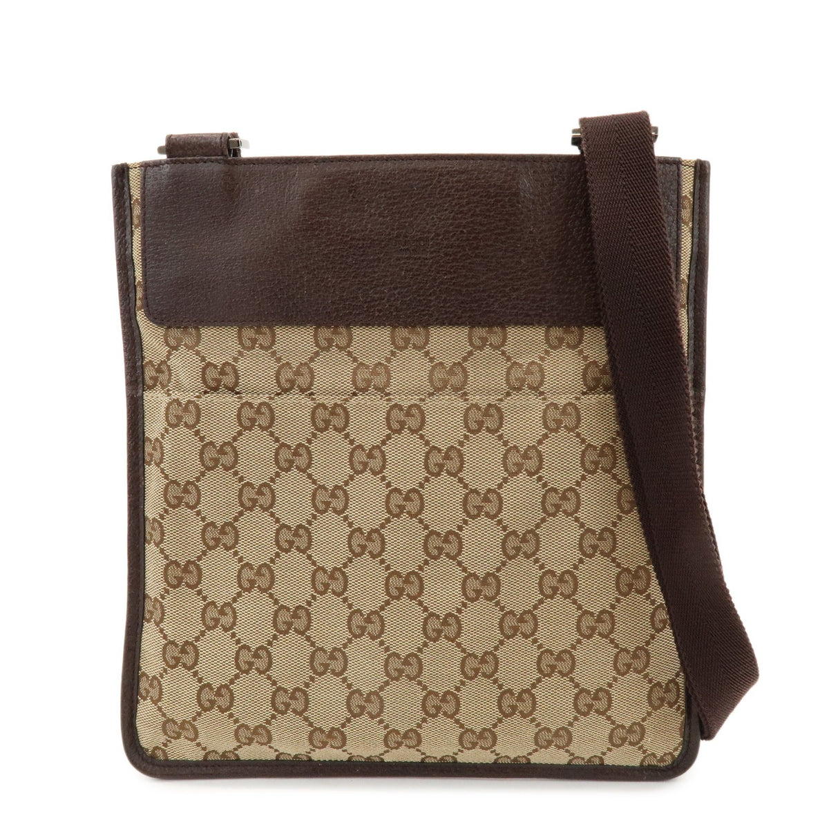 Gucci Vintage Flat Messenger Gg Canvas And Leather Beige