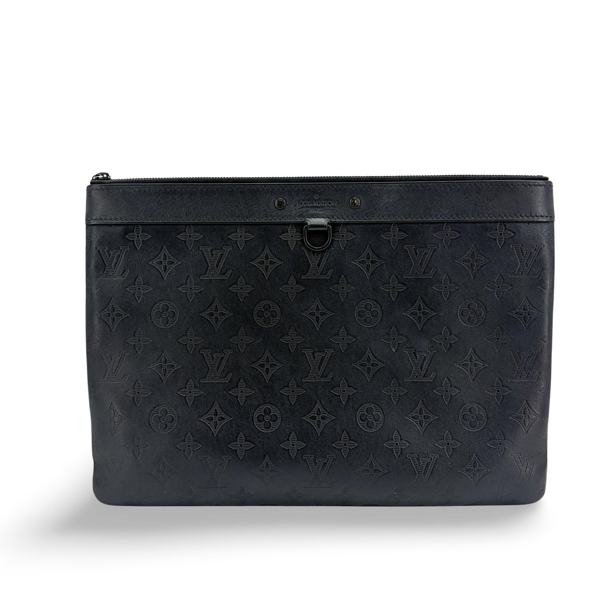 Louis Vuitton Monogramissime Pochette Monogram Canvas And Exotics Black Leather Bag