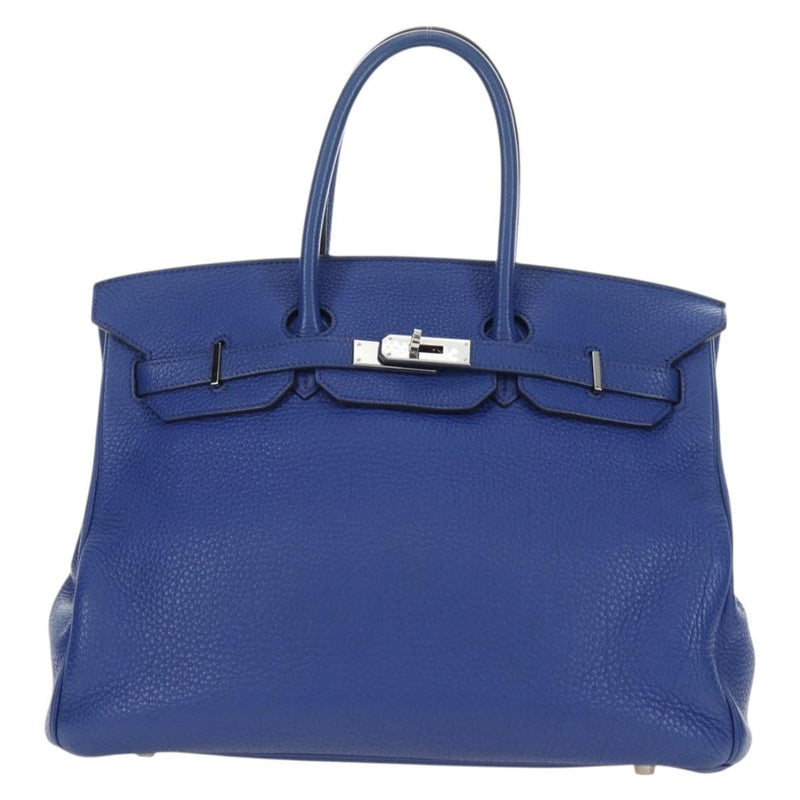Hermes Birkin Blue Clemence With Palladium Hardware Leather Bag