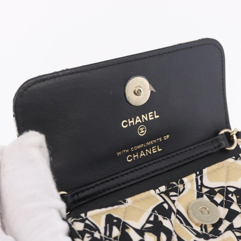 Chanel Flap Card Holder On Chain Quilted Printed Canvas Multicolour Bag
