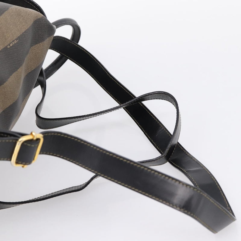 Fendi Vintage Pequin Logo Coated Canvas Brown Bag