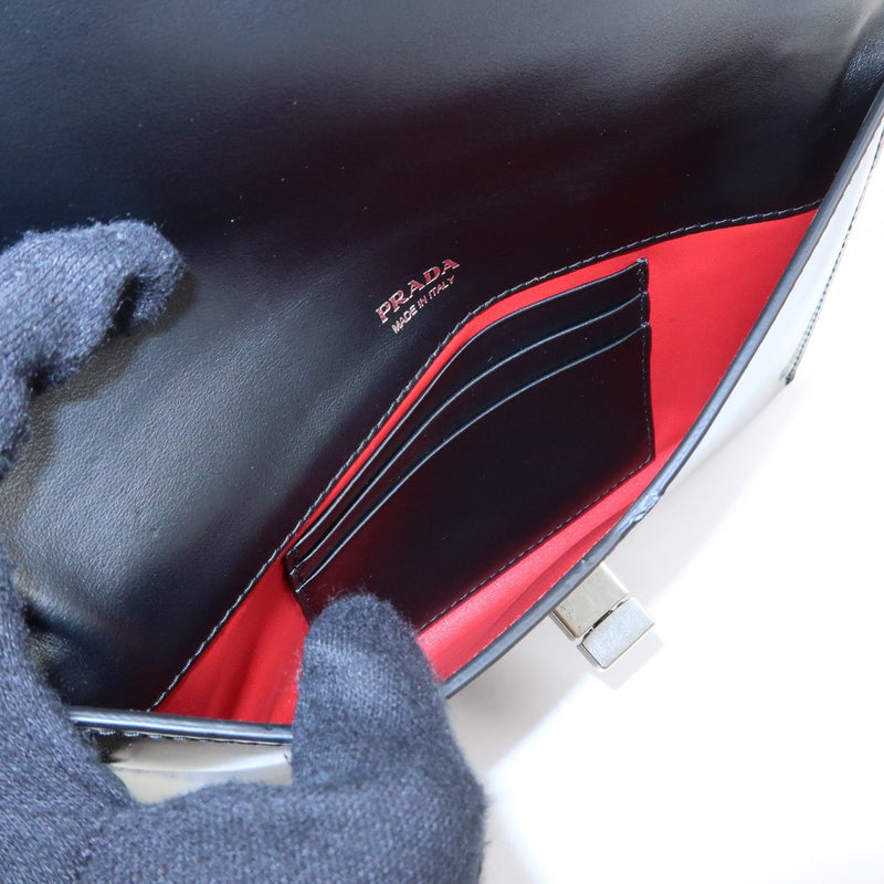 Prada Envelope Logo Clutch Spazzolato Leather Black
