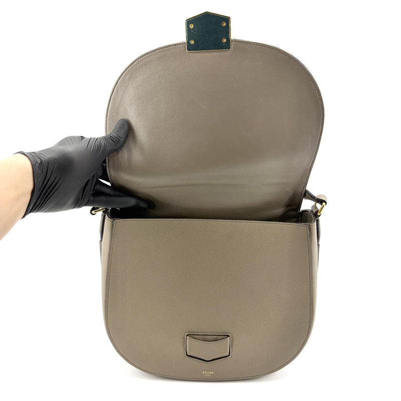 Celine Trotteur Grainy Leather Beige Calfskin Bag