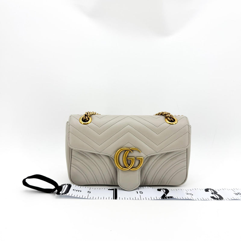 Gucci Gg Marmont Flap Matelasse Leather Gold Bag