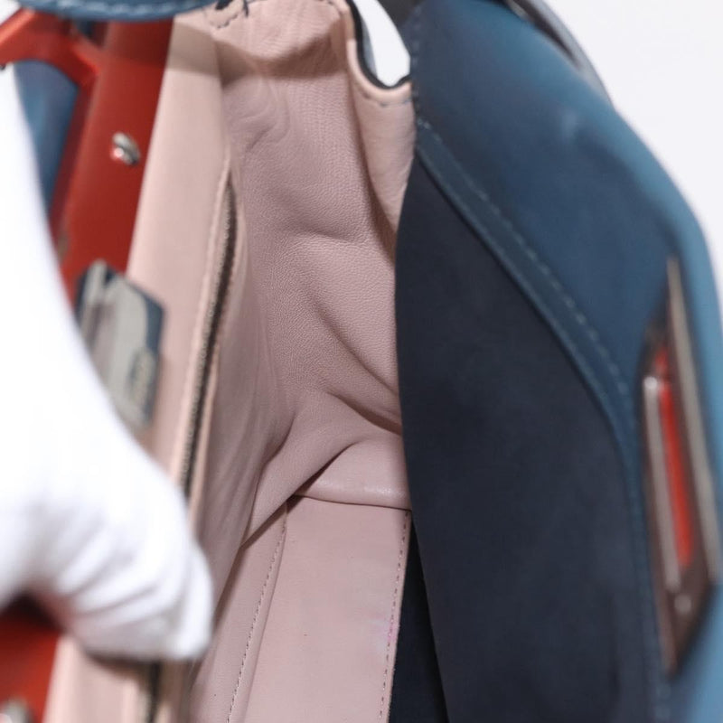 Fendi Peekaboo Ruffled Leather Blue Bag