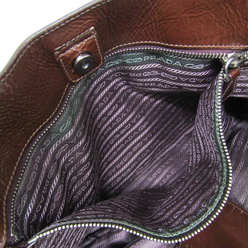 Prada Convertible Zippers Vernice Sfumata Brown Patent_leather Bag