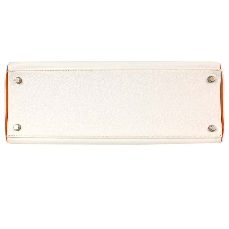 Hermes Kelly Sellier Epsom White Leather Bag