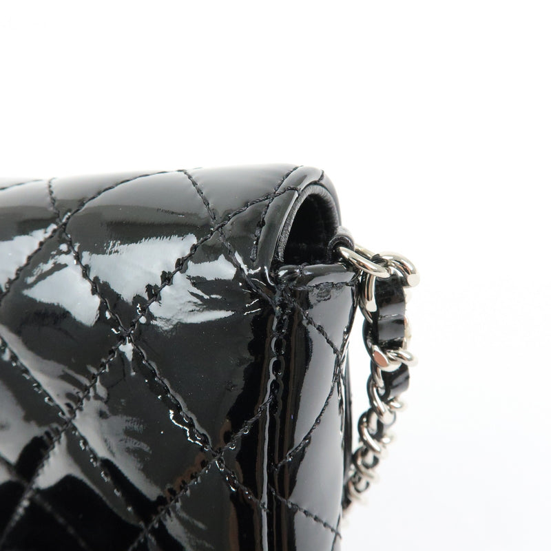 Chanel Cc Chain Phone Holder Quilted Patent Black Patent_leather Bag