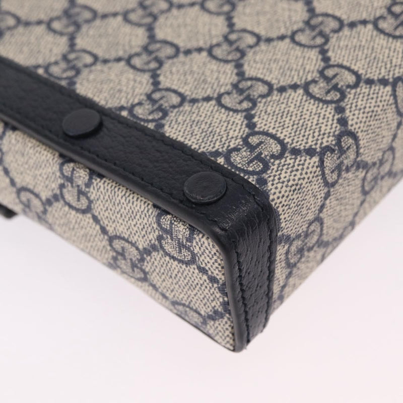 Gucci Horsebit 1955 Gg Coated Canvas With Leather Navy Bag