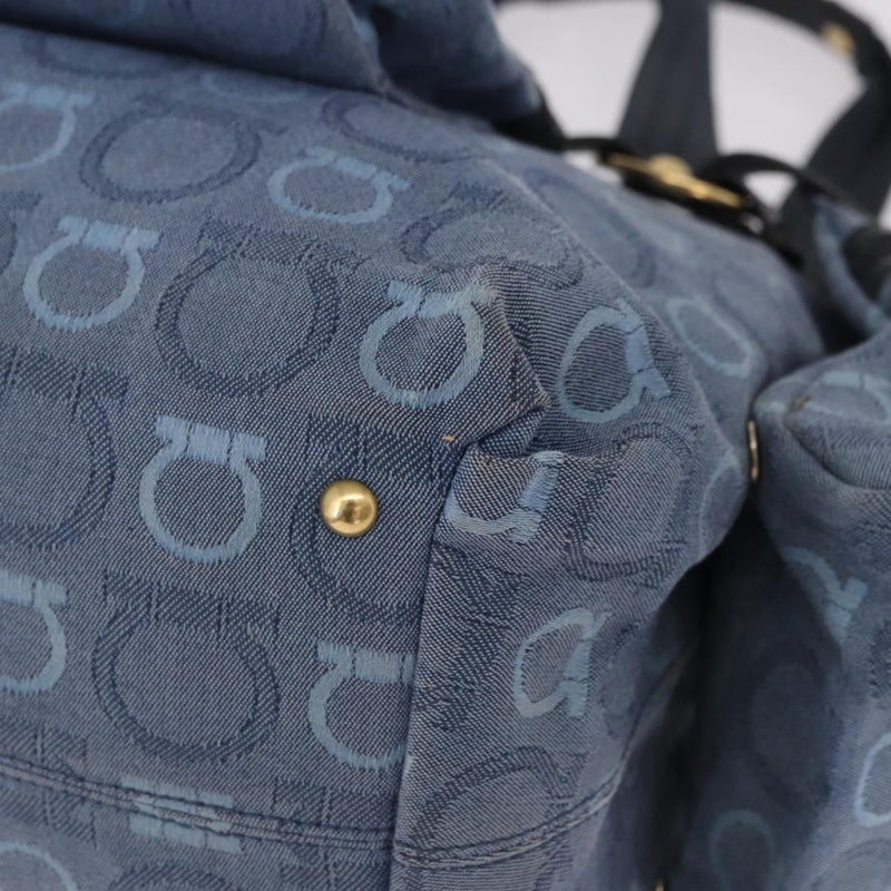 Salvatore Ferragamo Gancini Canvas Navy Bag