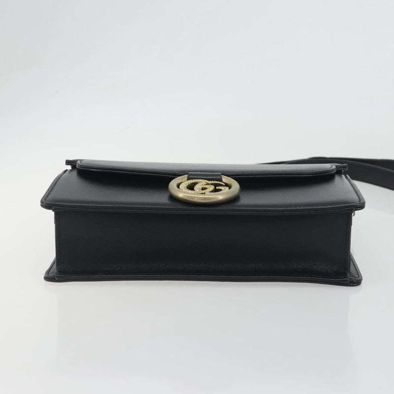 Gucci Gg Ring Leather Black Bag