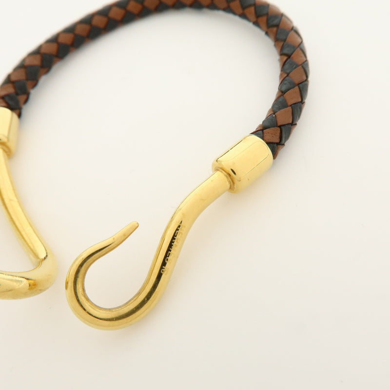 Hermes Jumbo Hook Braided Leather And Metal Brown Bijoux