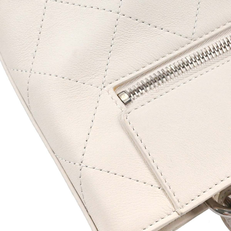 Chanel Cc Top Handle Bucket Stitched Calfskin White Leather Bag