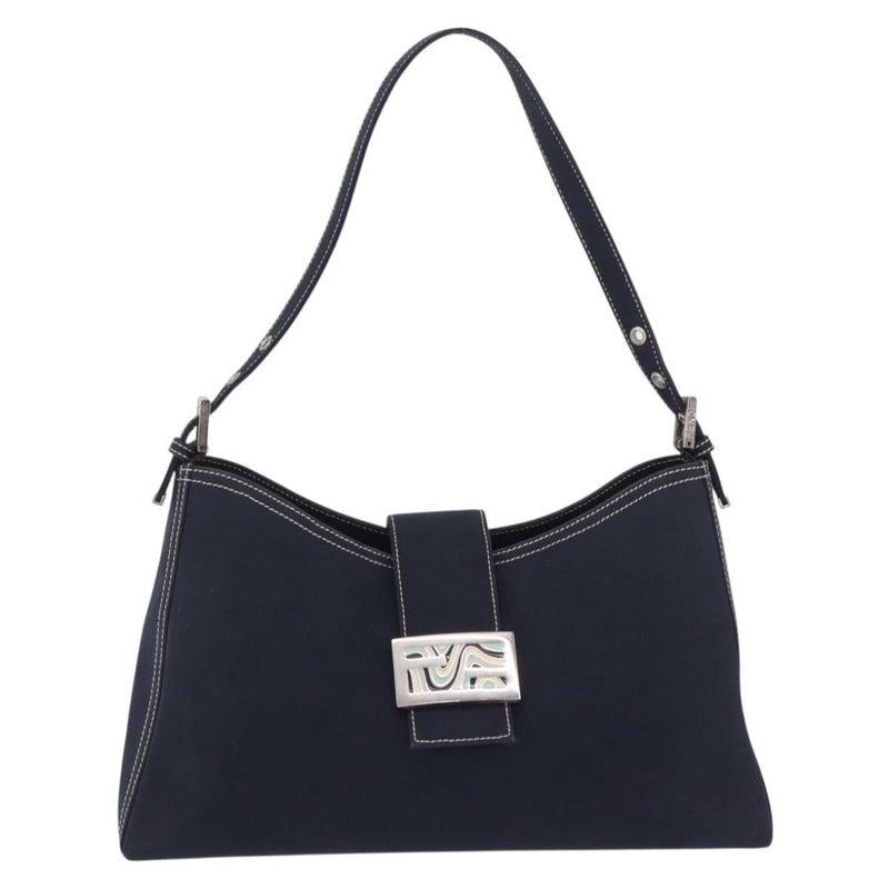Fendi Baguette Canvas Navy Bag
