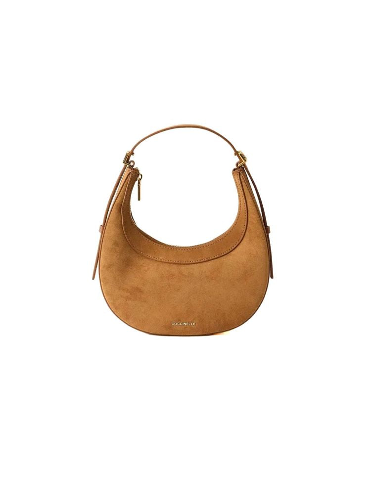Coccinelle Suede And Leather Hobo Bag — Cognac Bovine