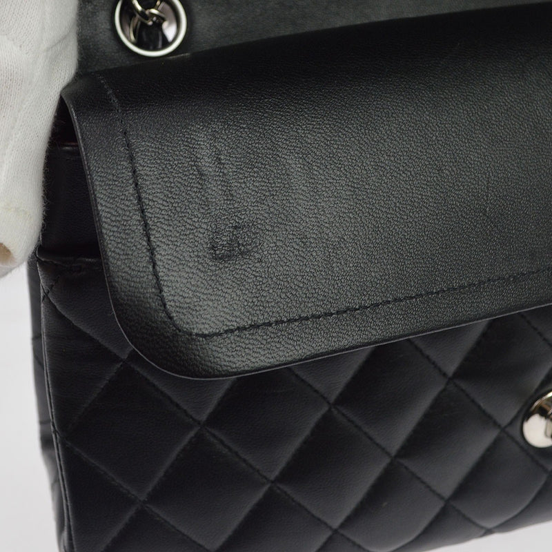Chanel Classic Timeless Double Flap Quilted Lambskin Black Leather Bag