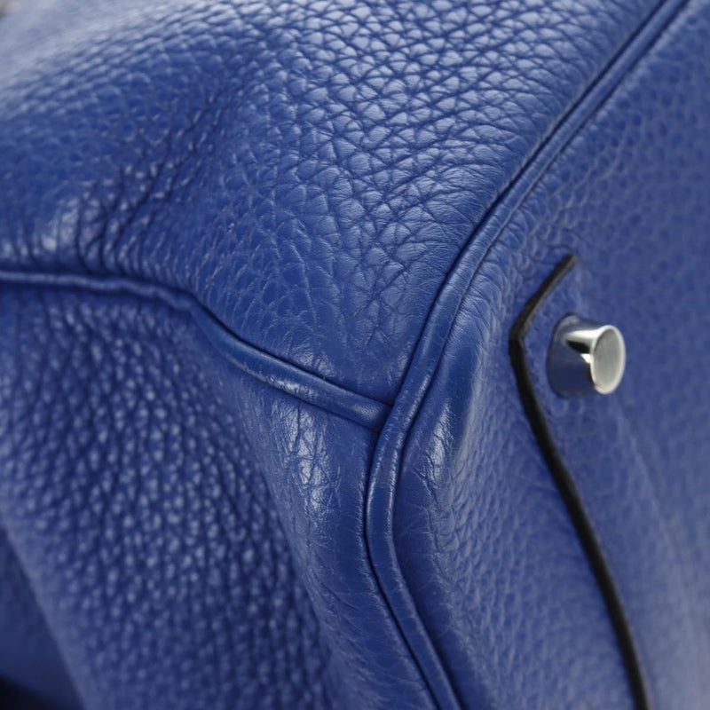 Hermes Birkin Blue Clemence With Palladium Hardware Leather Bag
