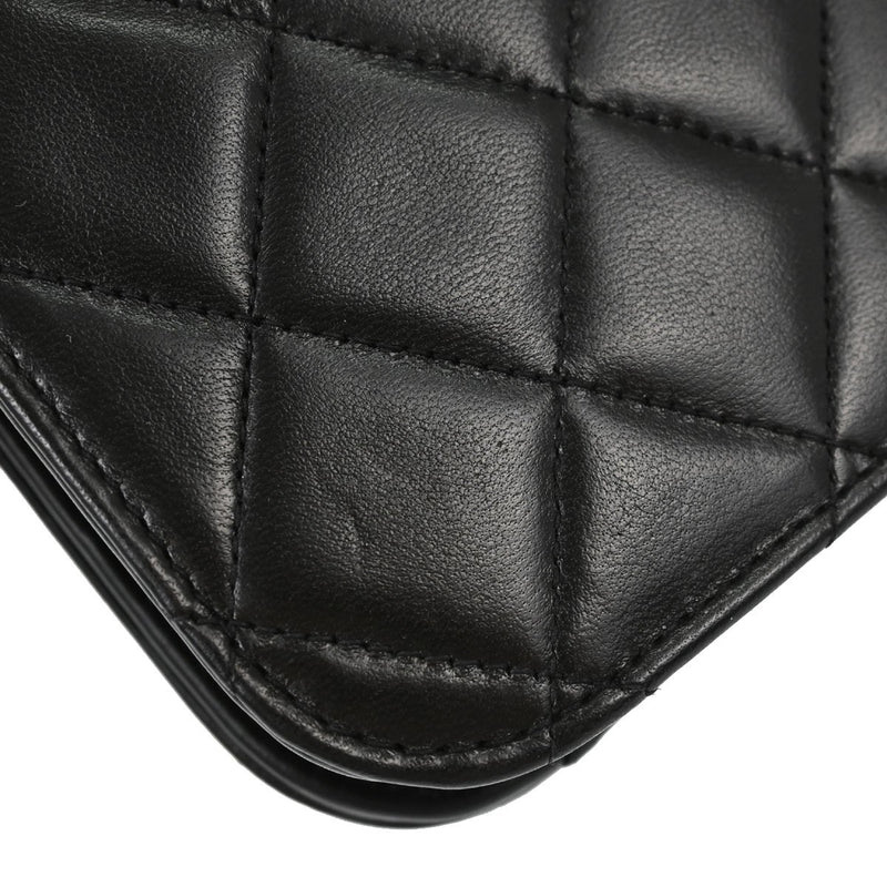 Chanel Vintage Full Flap Quilted Lambskin Black Leather Bag