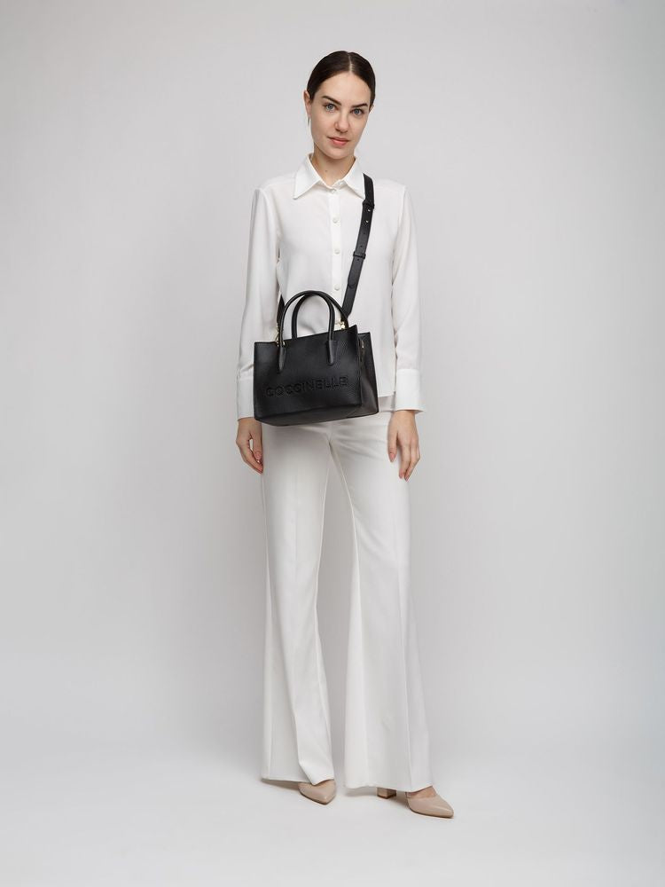 Coccinelle Myrtha26 Tote Bag — Black Cowhide