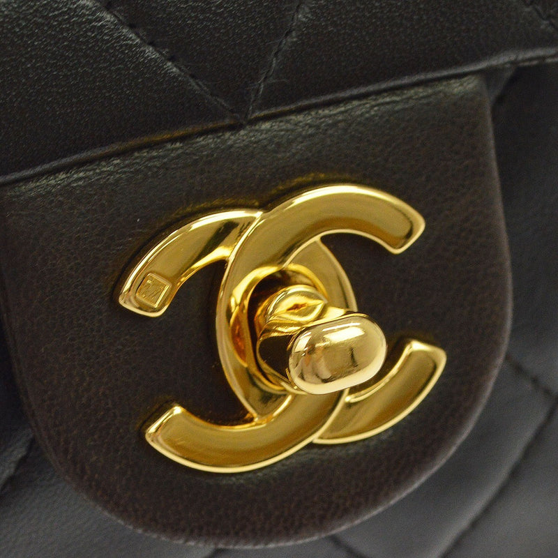 Chanel Vintage Square Classic Single Flap Quilted Lambskin Black Leather Bag
