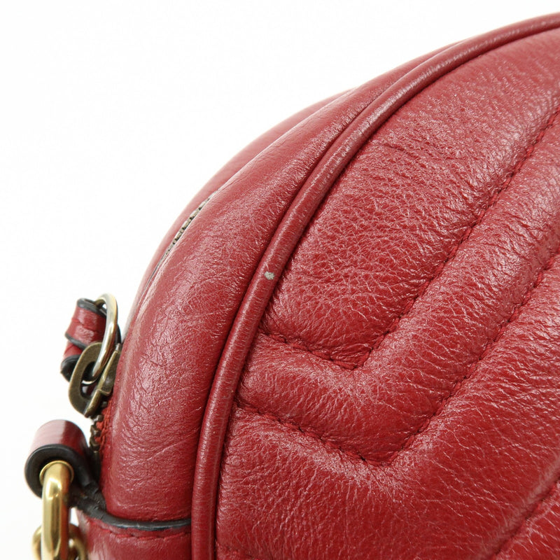 Gucci Gg Marmont Round Matelasse Leather Red Bag