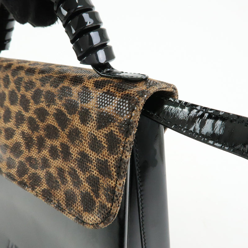 Loewe Vintage Velazquez Top Handle Leather Black Patent_leather Bag