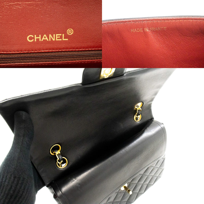 Chanel Vintage Square Classic Double Flap Quilted Leather Black Bag