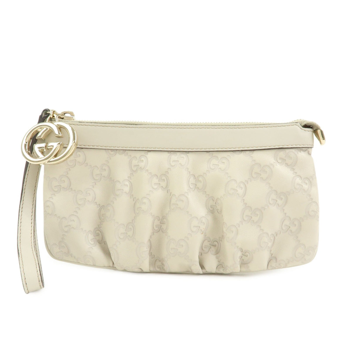 Gucci Heart Wristlet Guccissima Leather Beige Bag