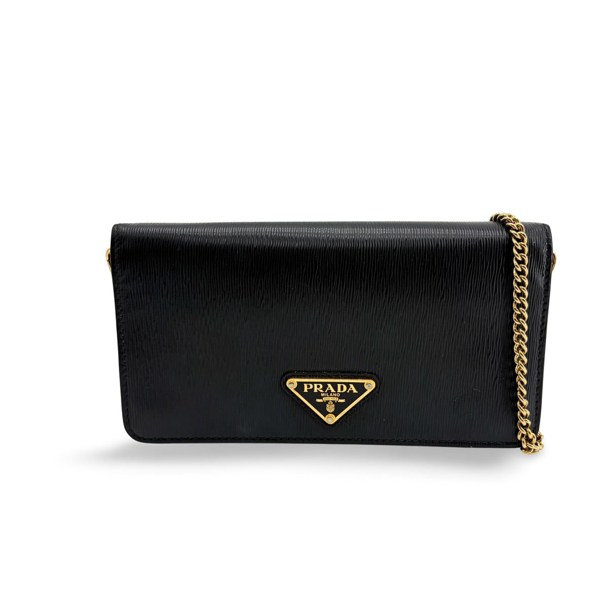Prada Wallet On Chain Saffiano Leather Black Bag