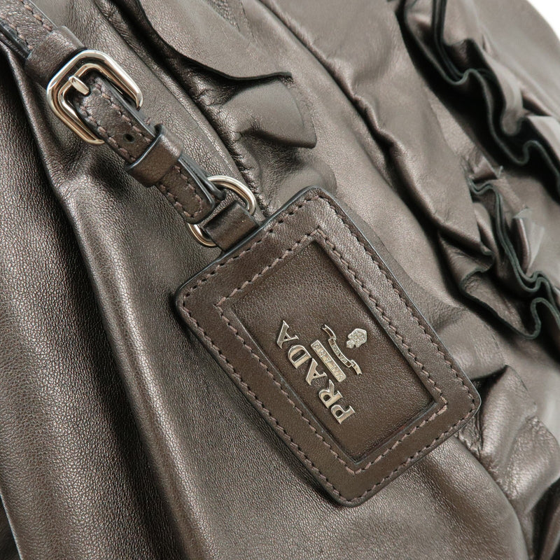 Prada Ruffle Hobo Nappa Leather Brown