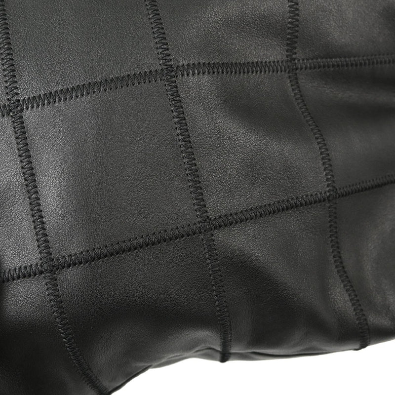 Chanel Square Stitch Tassel Hobo Quilted Leather Black