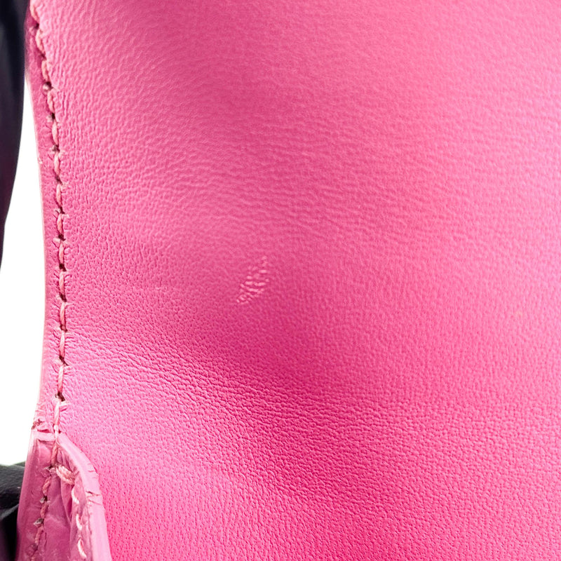 Balenciaga Hourglass Top Handle Crocodile Embossed Leather Pink Bag