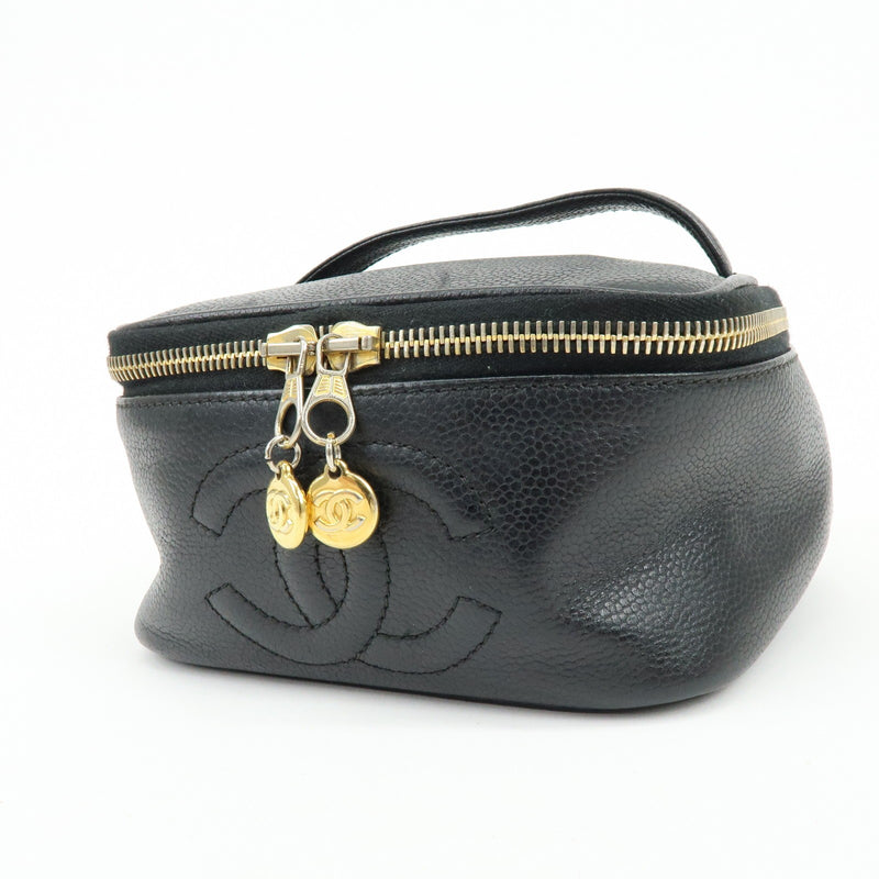 Chanel Vintage Timeless Cosmetic Case Caviar Black Leather Bag