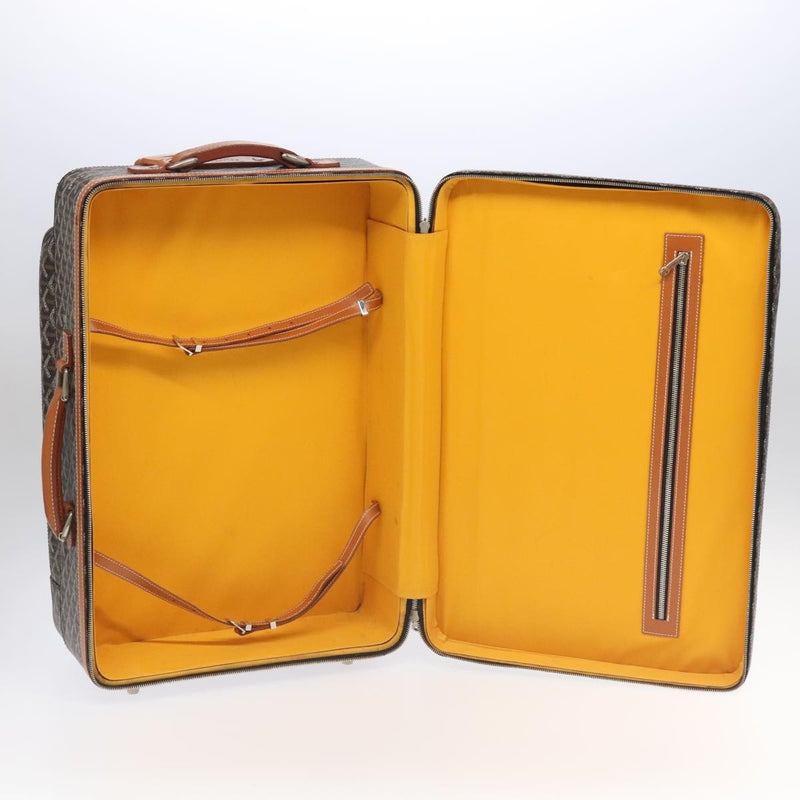 Goyard Bourget Trolley Rolling Luggage Coated Canvas Brown Pvc Bag