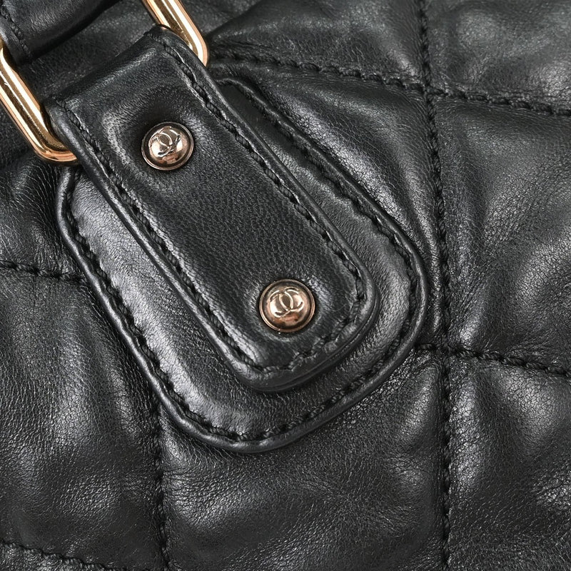 Chanel Cloudy Bundle Bowler Quilted Lambskin Black Leather Bag