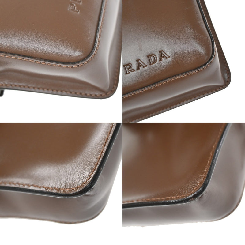 Prada Logo Pouch Leather Brown