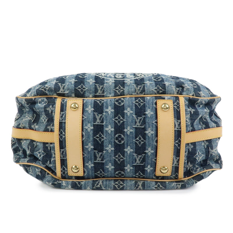 Louis Vuitton Porte Epaule Raye Striped Monogram Denim Blue Denim_jeans Bag