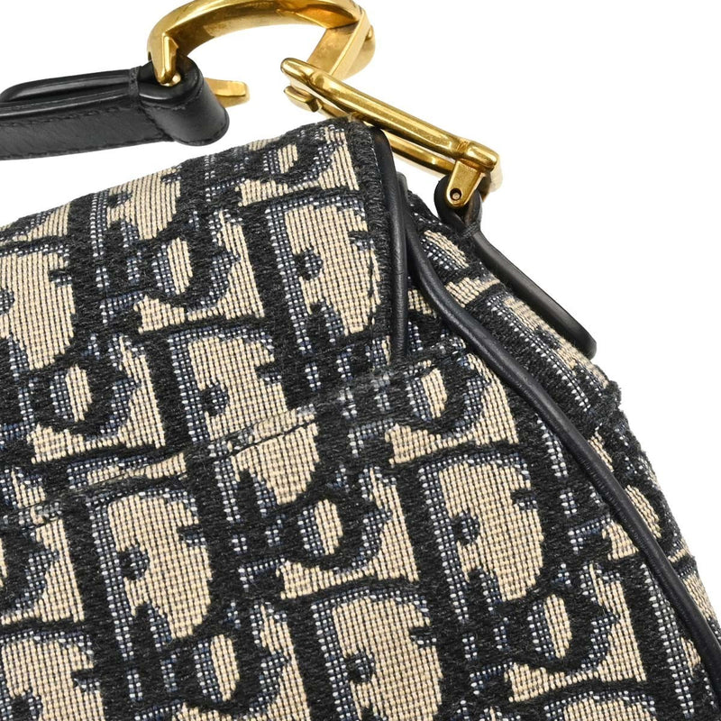 Christian Dior Saddle Oblique Canvas Navy Bag