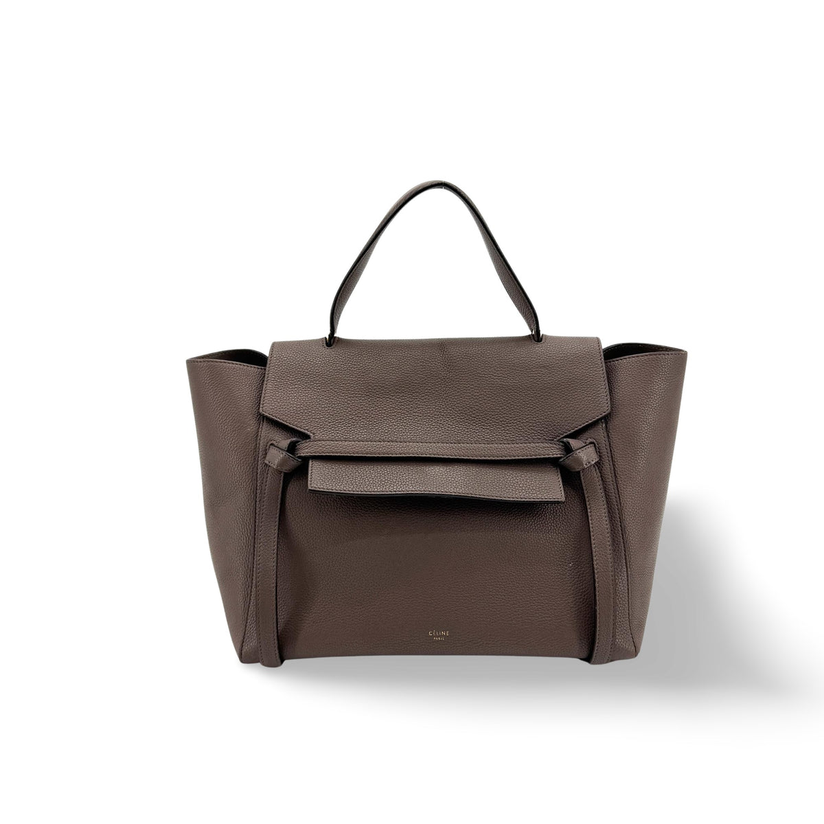 Celine Belt Textured Leather Brown Calfskin Bag