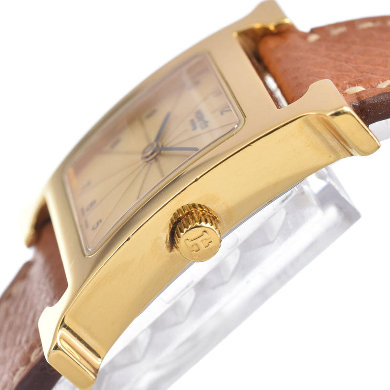Hermes Heure H Quartz Plated Metal And Leather Watches