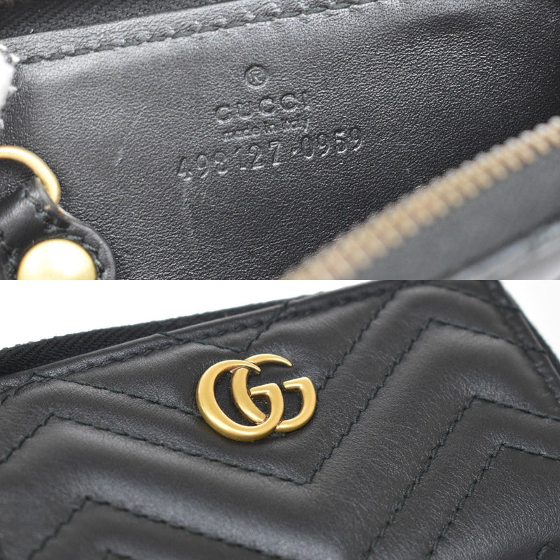 Gucci Gg Marmont Zip Around Matelasse Leather Black Accessory