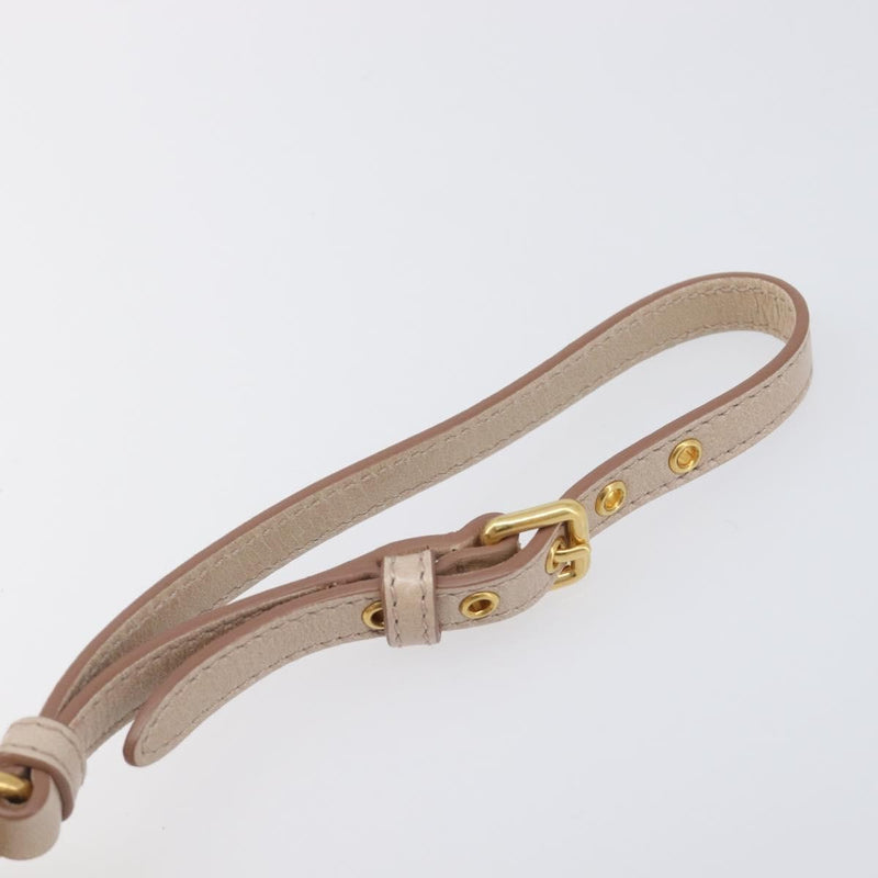 Miu Miu Zip Wristlet Matelasse Leather Beige Bag
