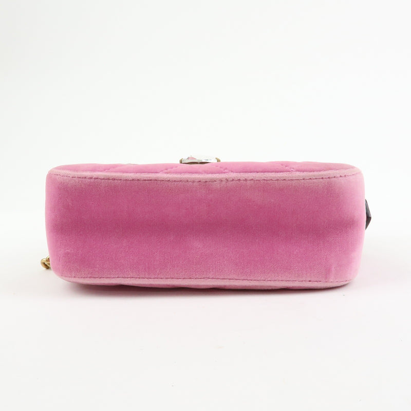 Gucci Gg Marmont Crystal Embellished Matelasse Velvet Pink Bag