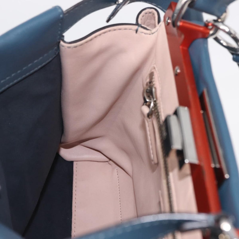 Fendi Peekaboo Ruffled Leather Blue Bag