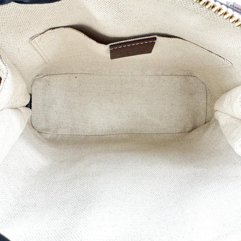 Gucci Horsebit 1955 Top Handle Gg Coated Canvas With Leather Brown Bag