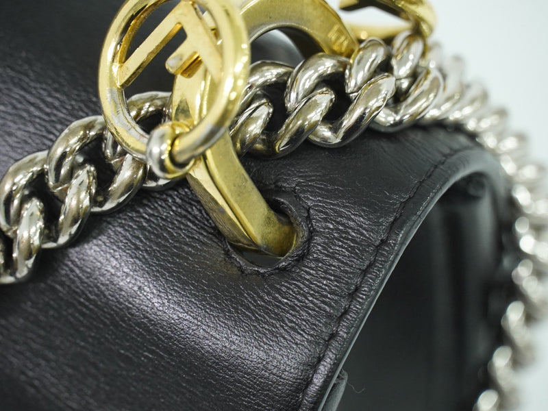 Fendi Kan I F Leather Black Bag