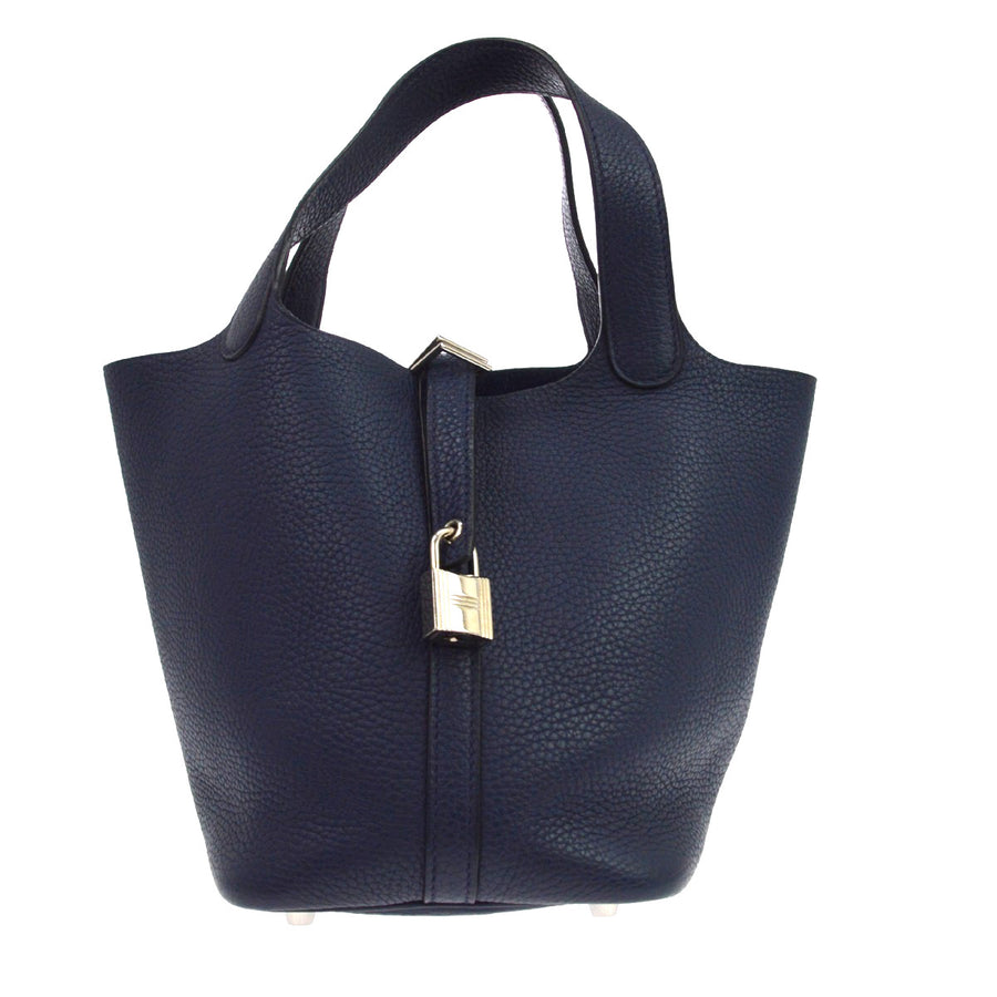 Hermes Picotin Lock Clemence Blue Leather Bag