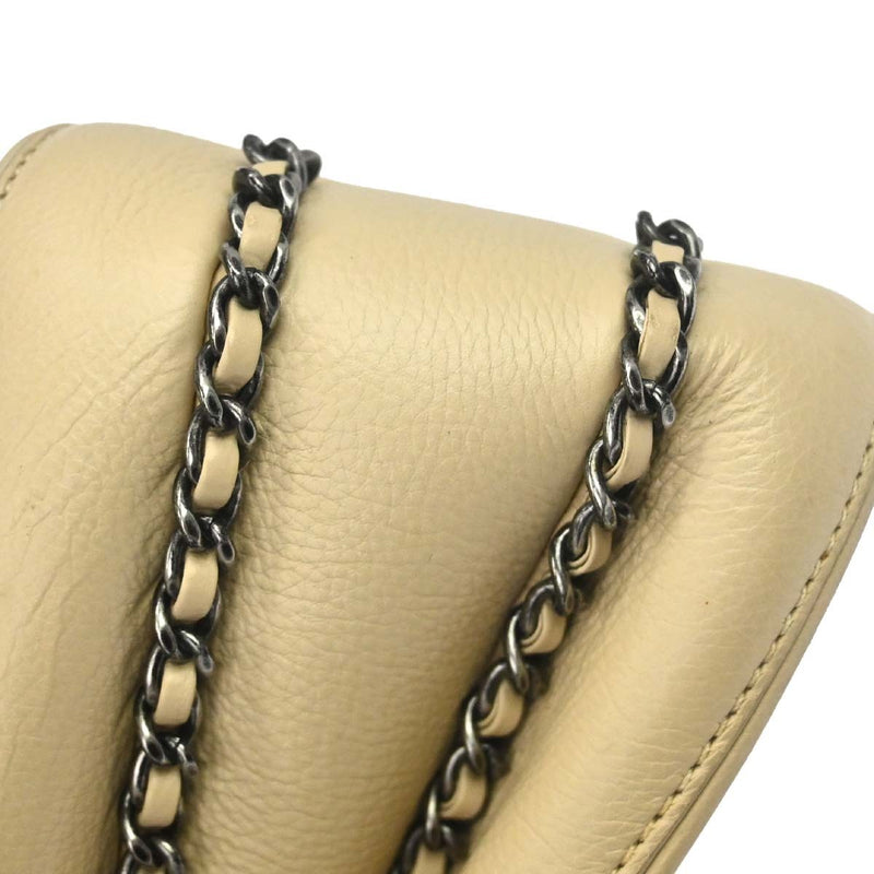 Chanel Flap Shoulder Leather Beige Bag