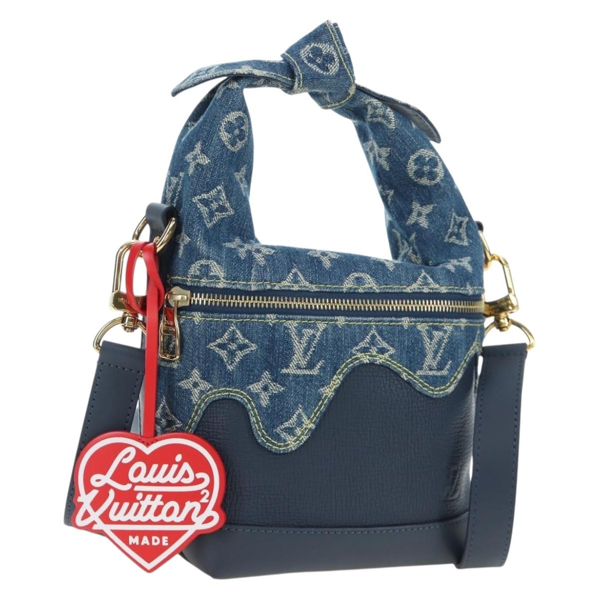 Louis Vuitton Nigo Japanese Cruiser Monogram Denim And Taurillon Leather Blue Canvas Bag