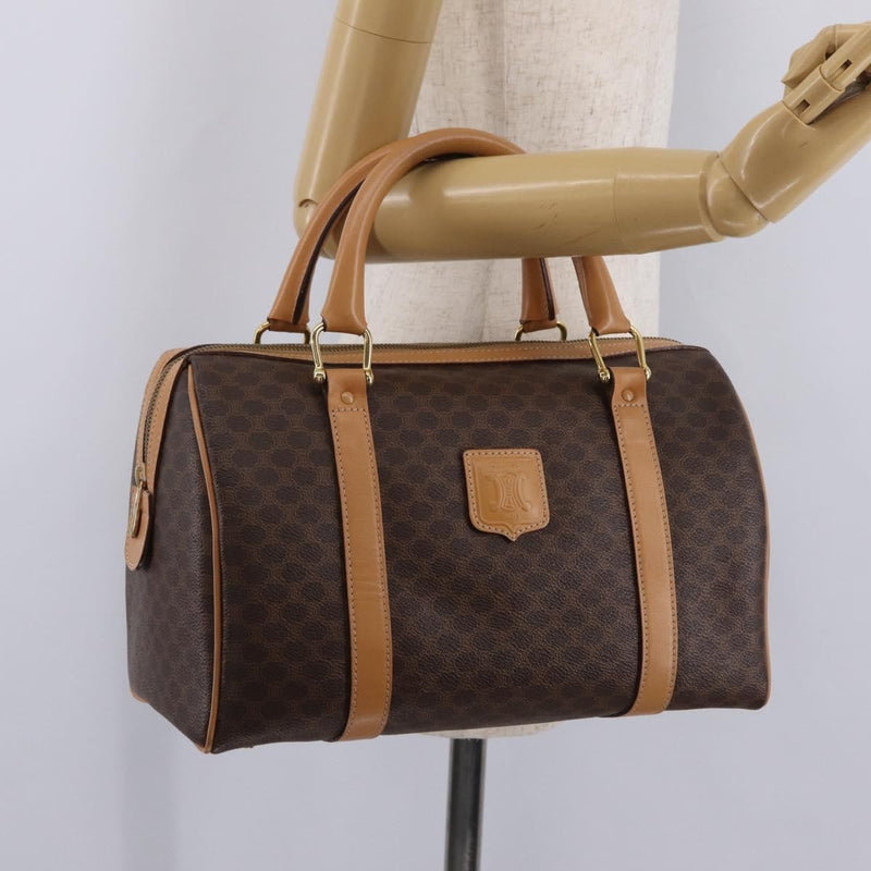 Celine Vintage Boston Macadam Coated Canvas Brown Pvc Bag